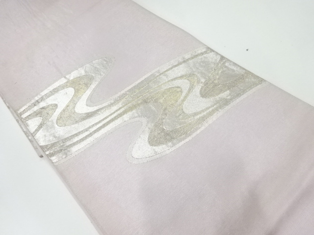 アンティーク　銀通し流水模様織出し袋帯（材料）